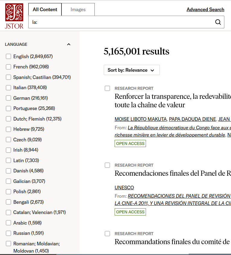 Screenshot JSTOR 2025
